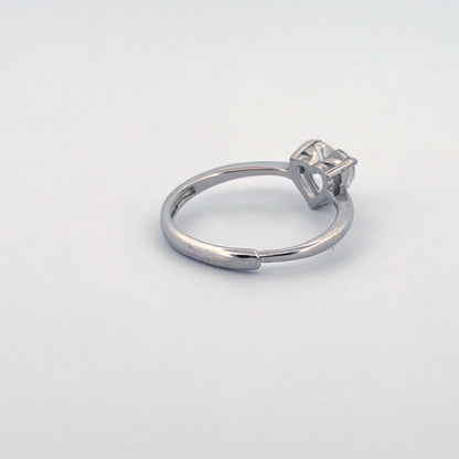 Clear Quartz HeartS925 Adjustable Ring