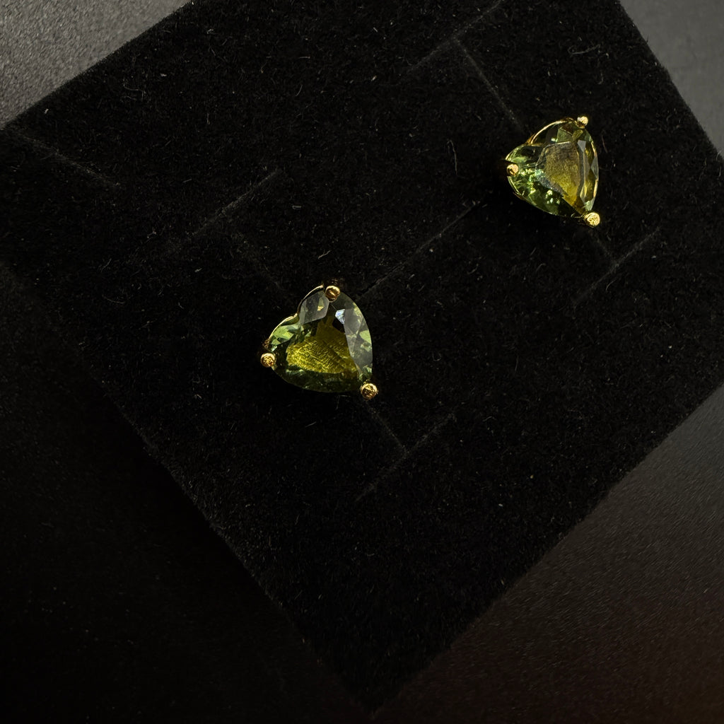 Moldavite Heart S925 Certified Earrings