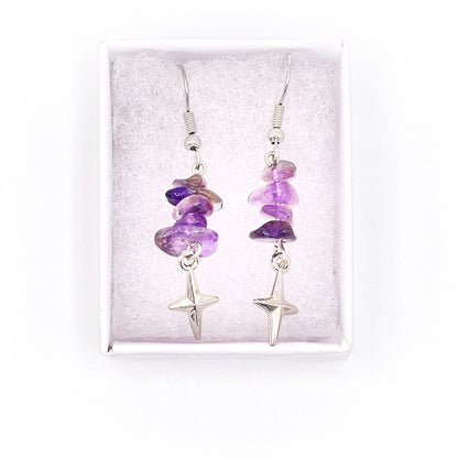 Amethyst Star Drop Earrings