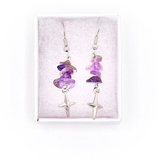 Amethyst Star Drop Earrings