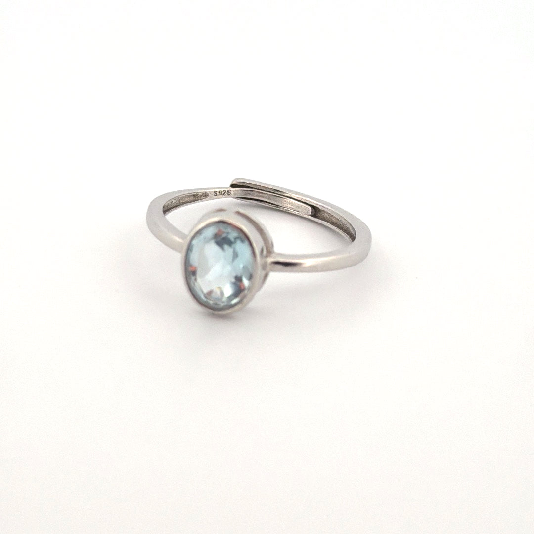 Aquamarine S925 Adjustable Ring
