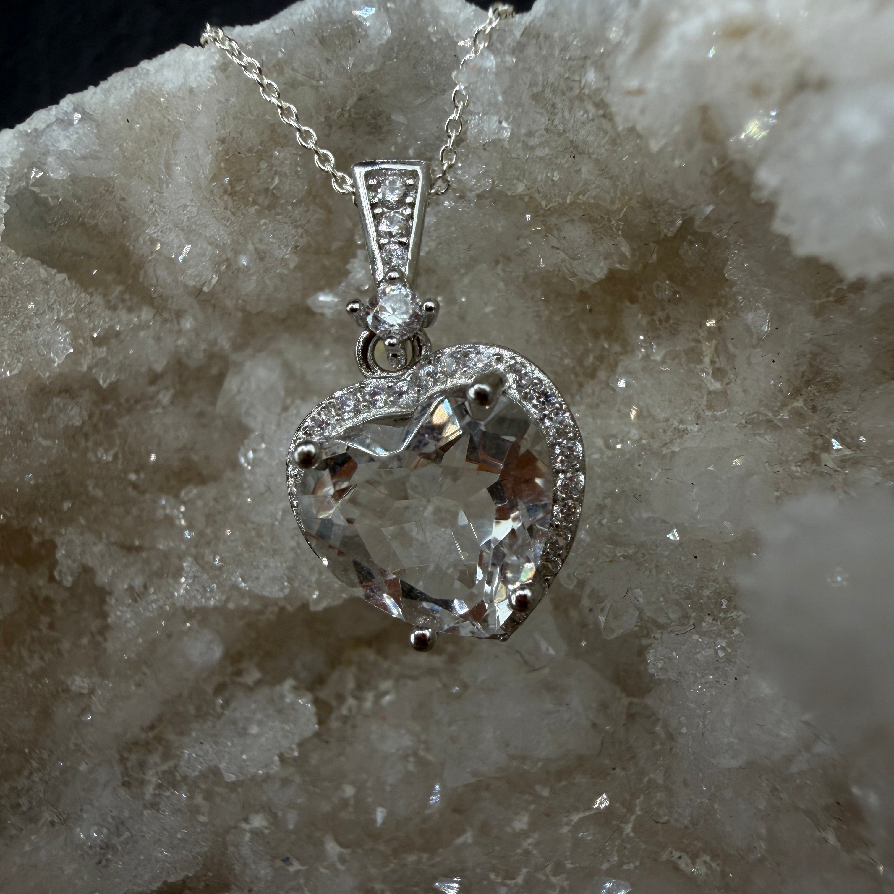 Clear Quartz Heart S925 Necklace