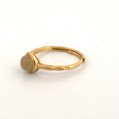 Lemon Calcite S925 Gold Adjustable Ring