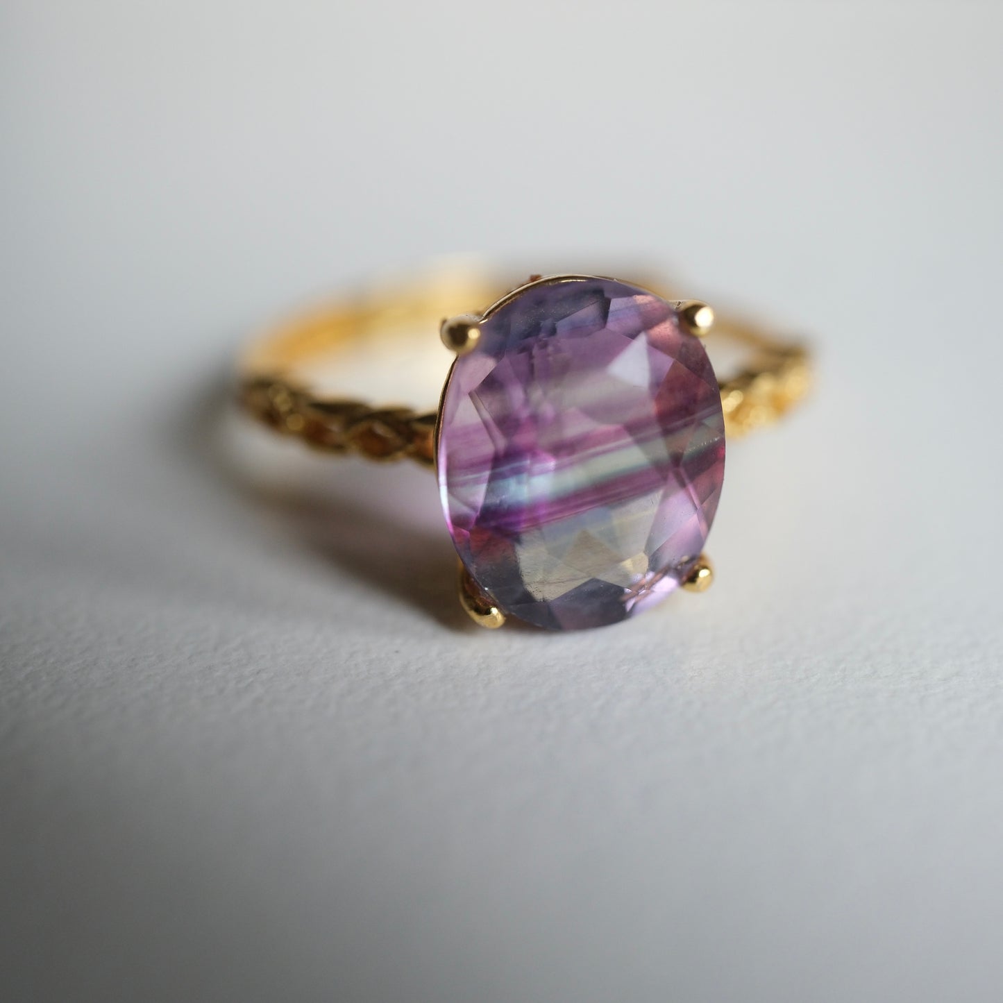 Fluorite S925 Adjustable Ring