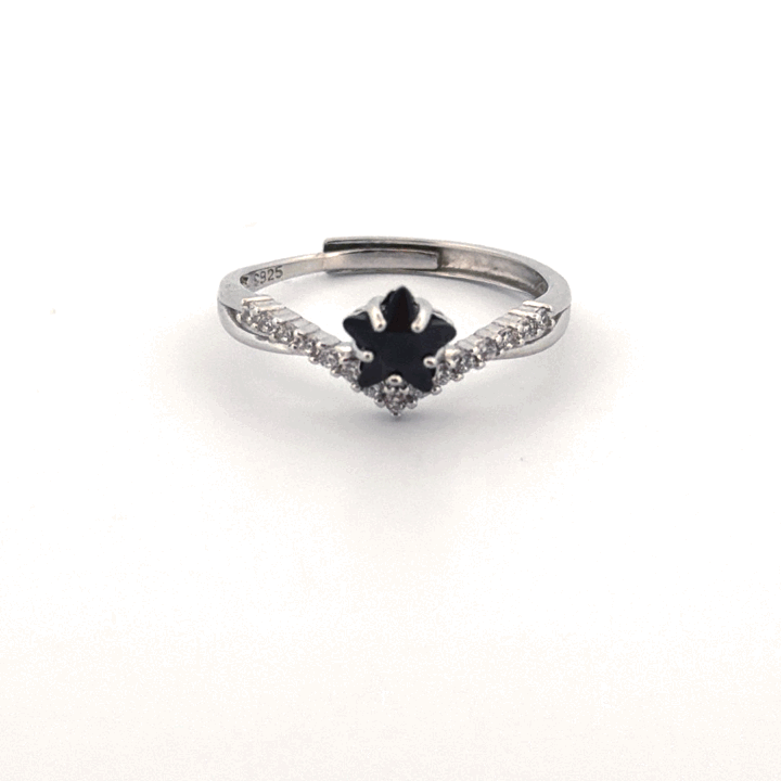 Black Spinel S925 Adjustable Ring