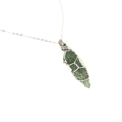 Moldavite Stainless Steel and S925 Handmade Necklace