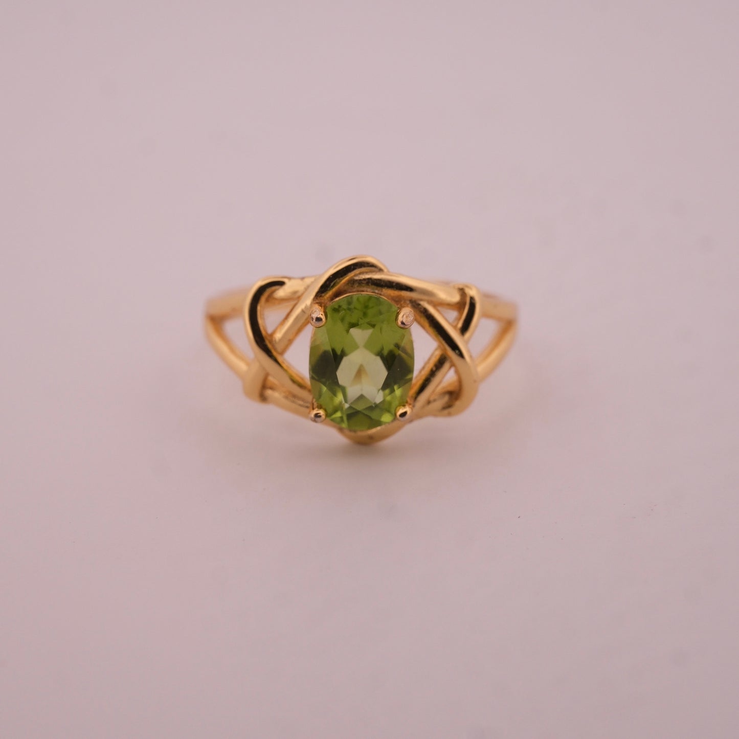 Peridot S925 Adjustable Gold Ring