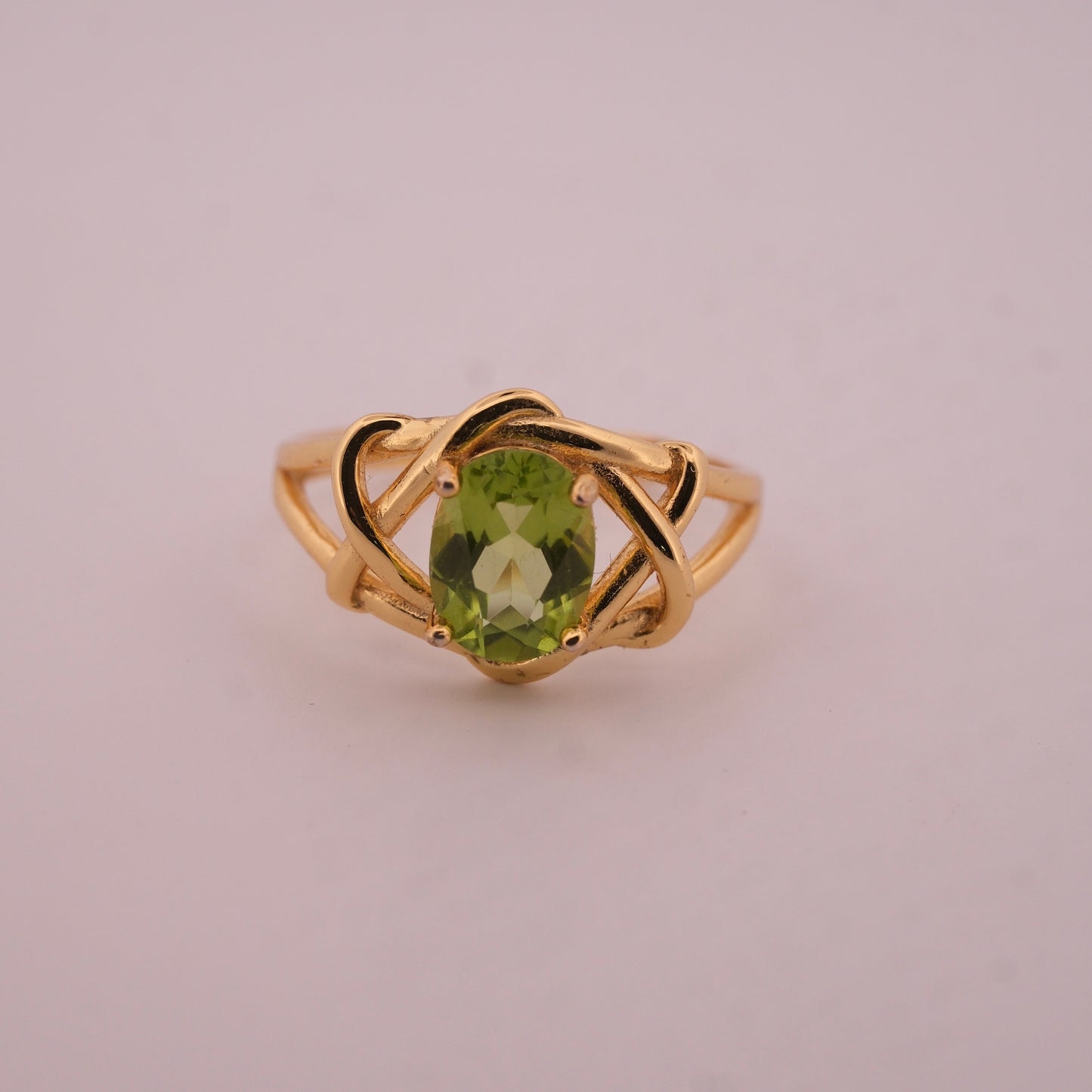 Peridot S925 Adjustable Gold Ring