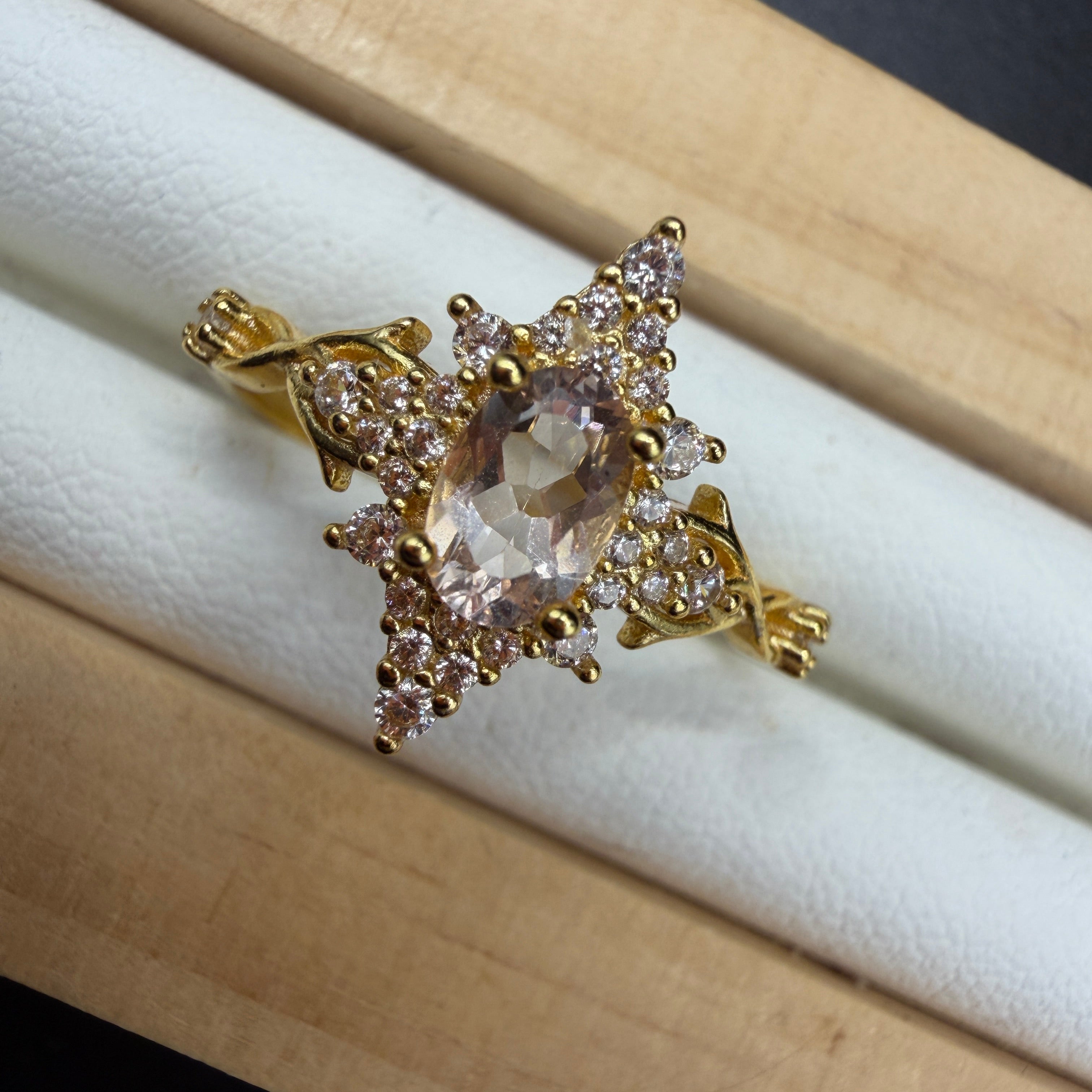 Rose Quartz Star S925 Adjustable Ring