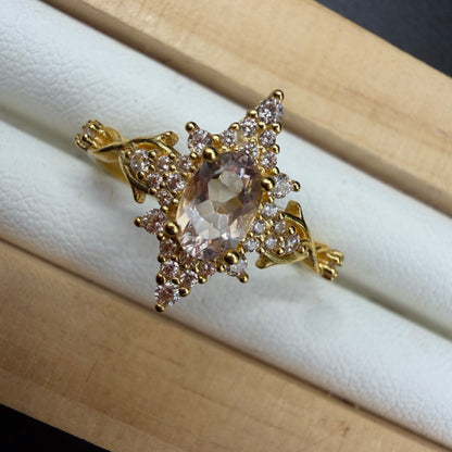 Rose Quartz Star S925 Adjustable Ring