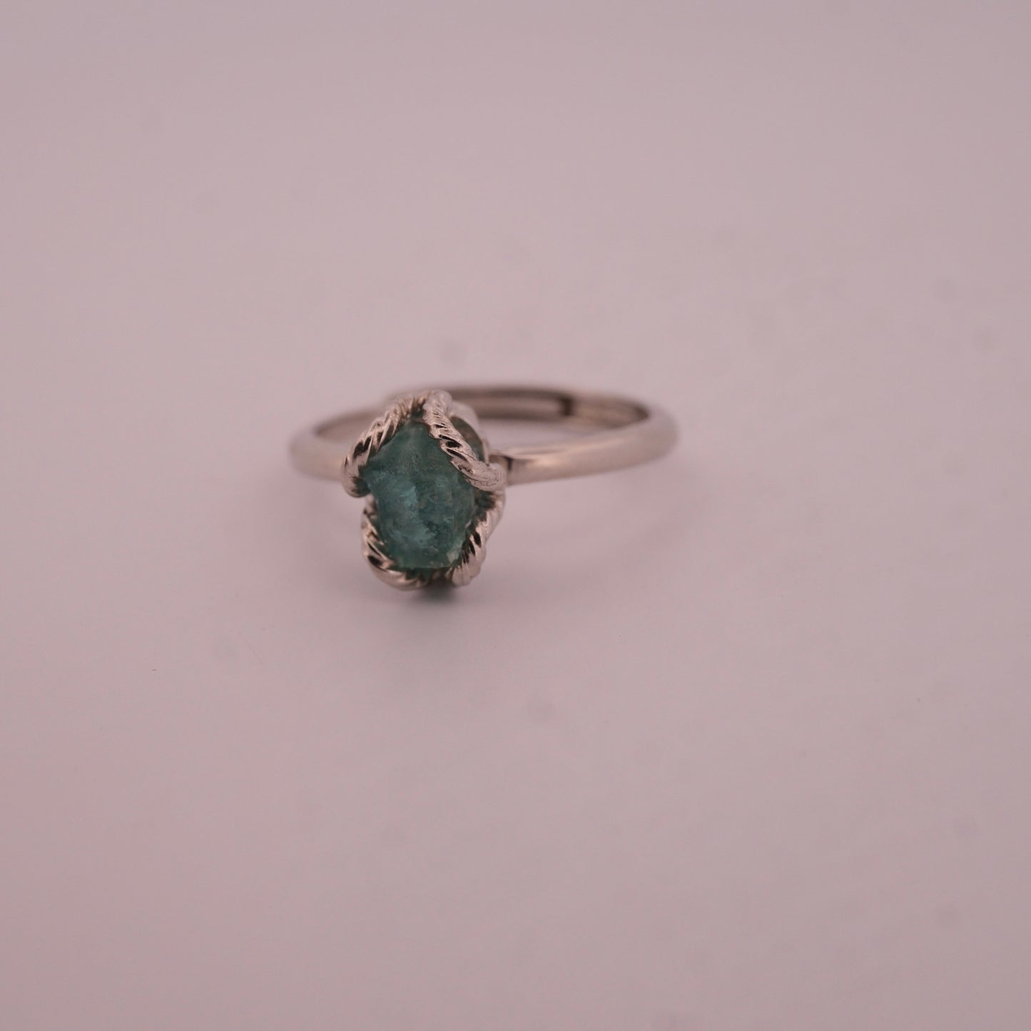 Raw High Grade Green Kyanite S925 Adjustable Ring