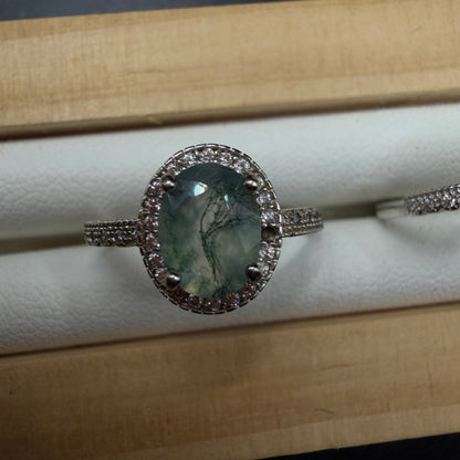 Moss Agate S925 Adjustable Ring