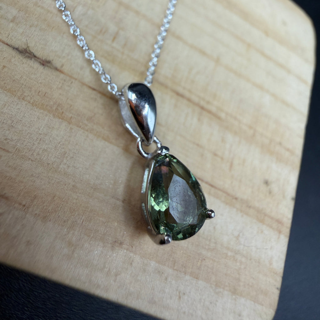 Moldavite Teardrop Certified S925 Necklace
