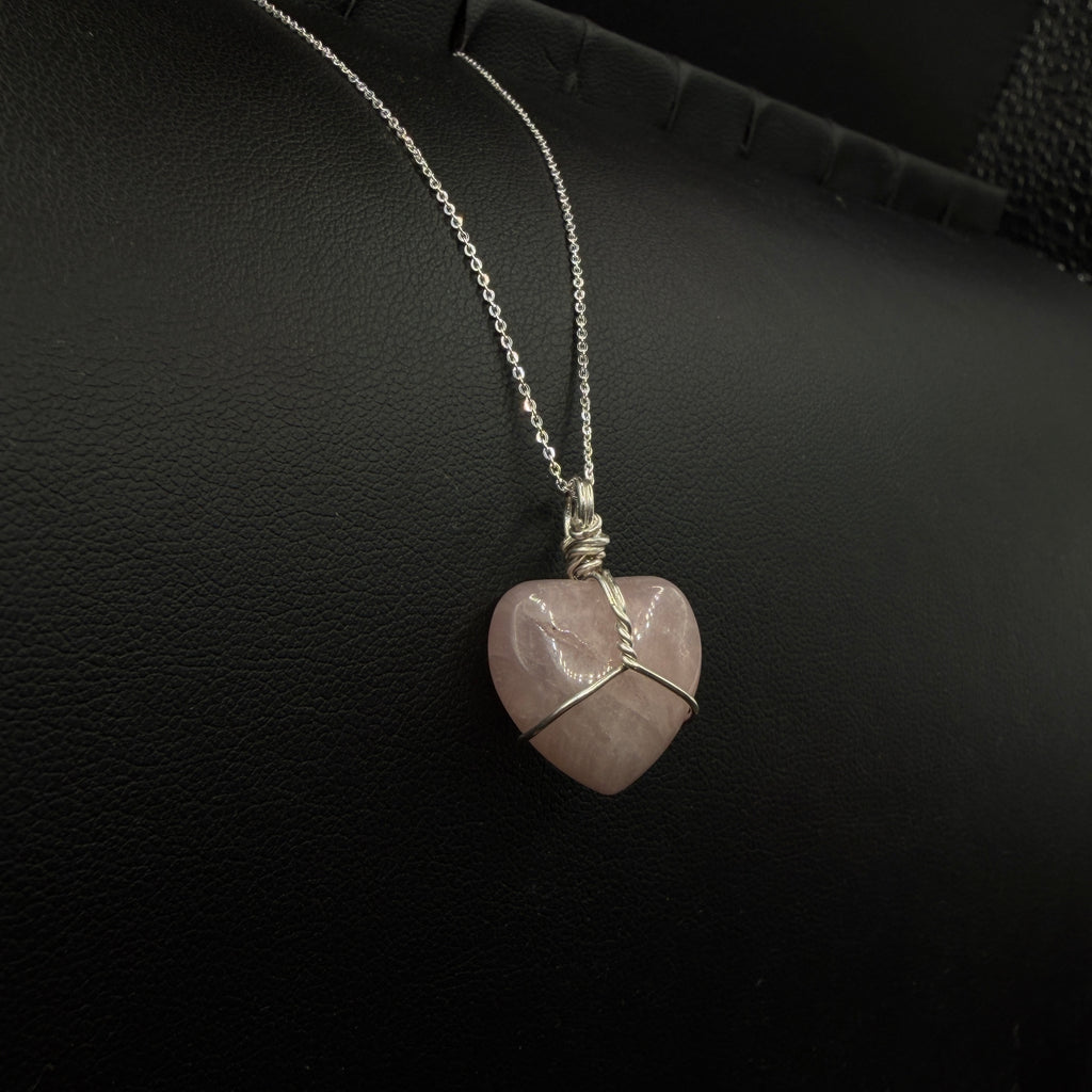 Rose Quartz Heart Handmade S925 Necklace
