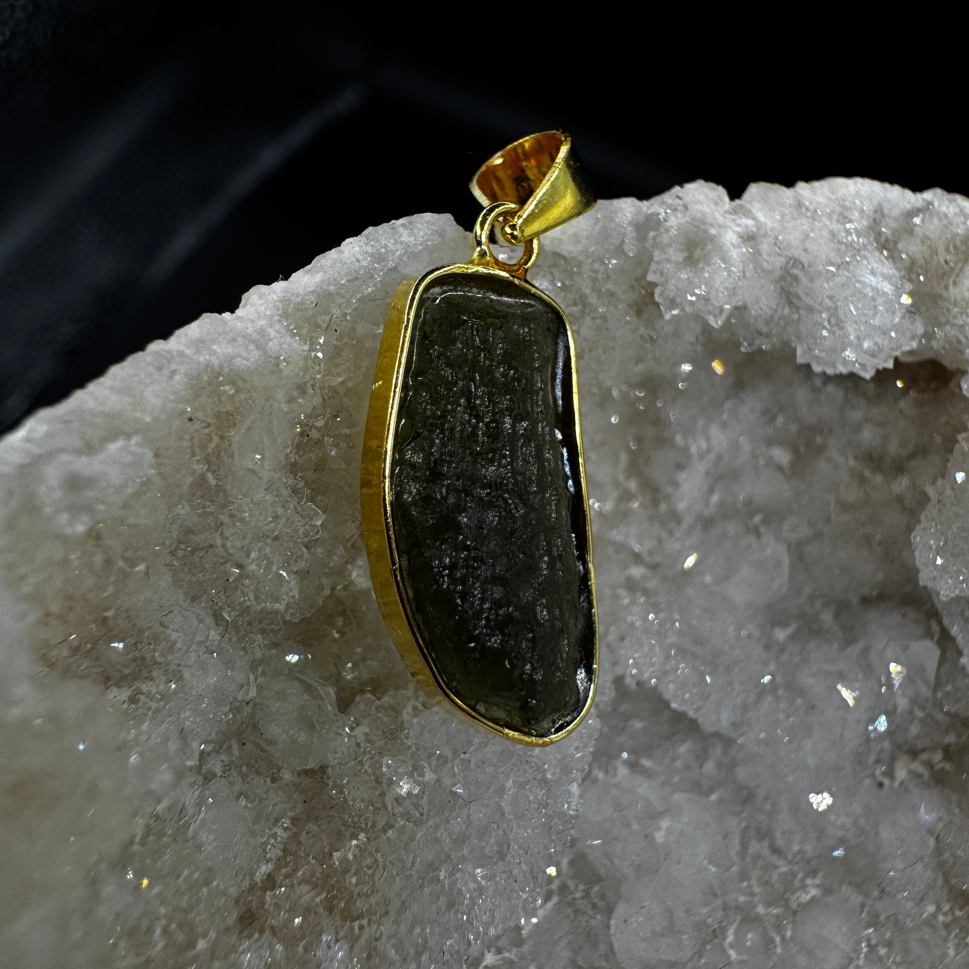 Moldavite Gold Certified Necklace