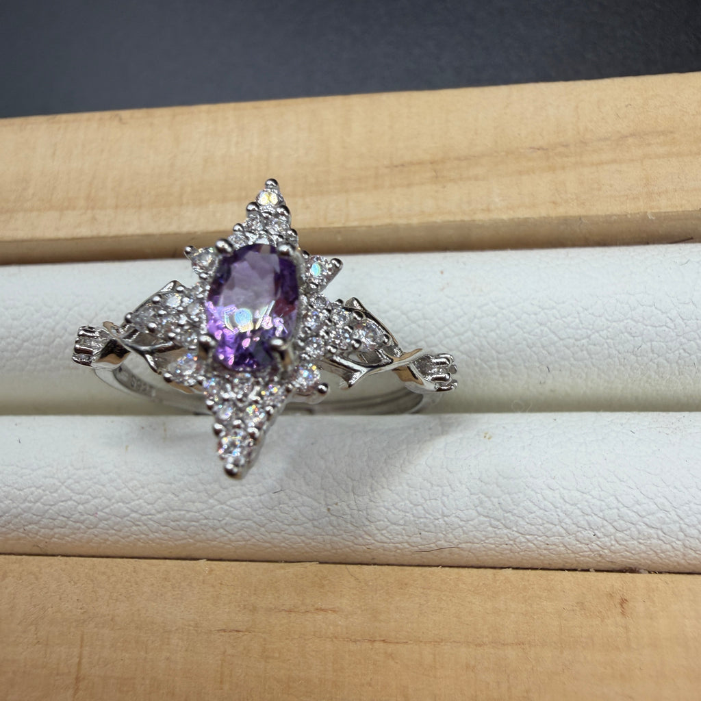 Amethyst Star S925 Adjustable Ring