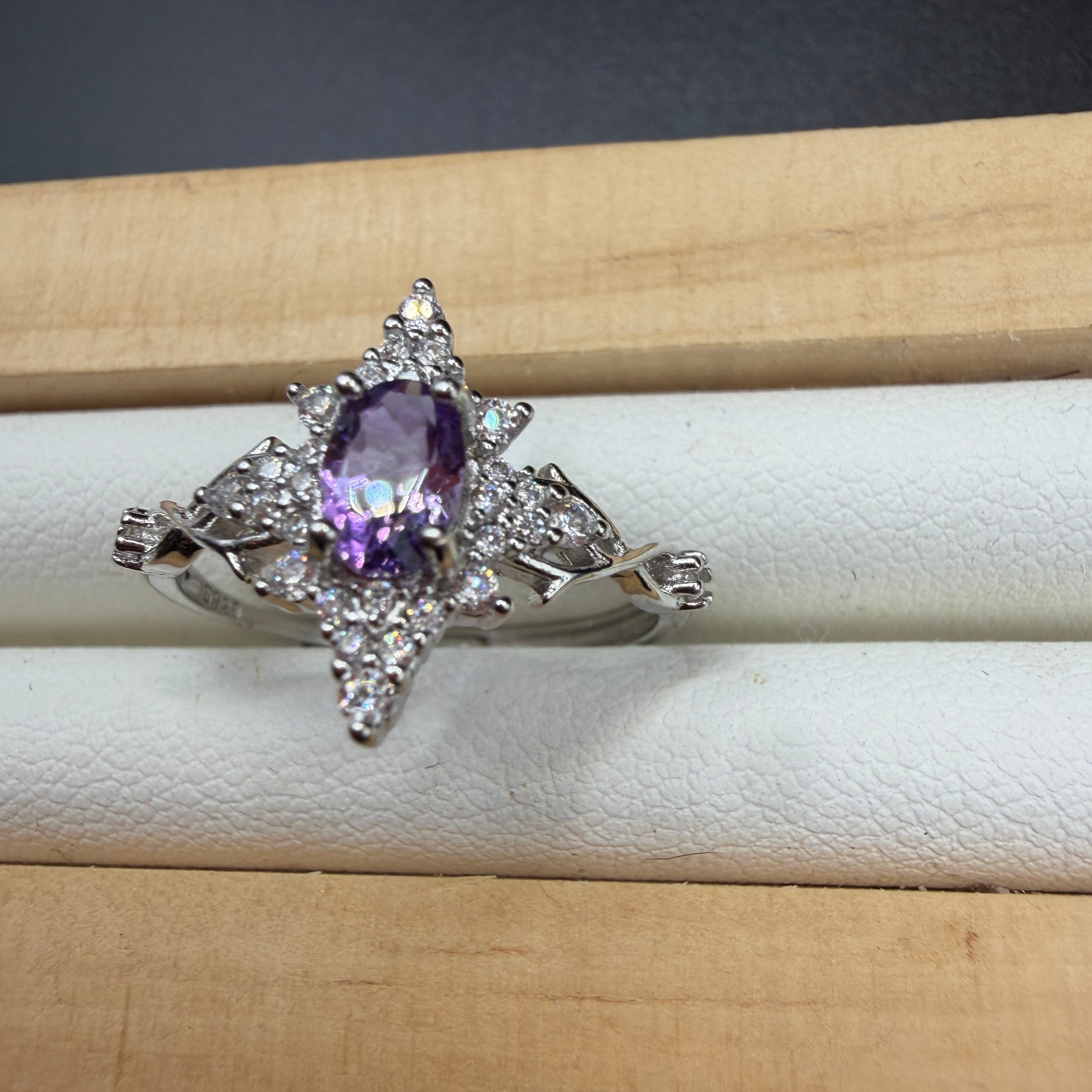 Amethyst Star S925 Adjustable Ring