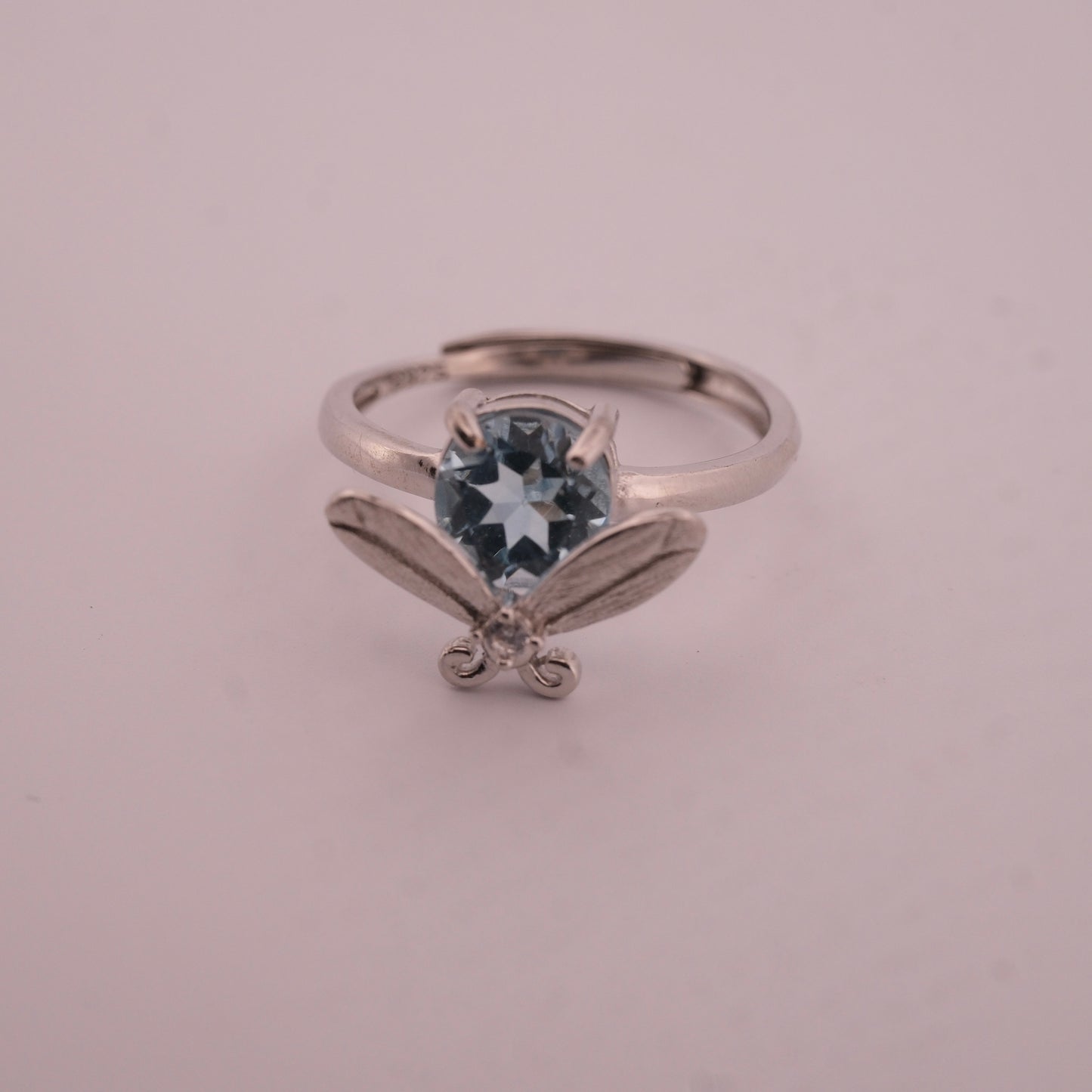 Blue Topaz Bee S925 Adjustable Ring