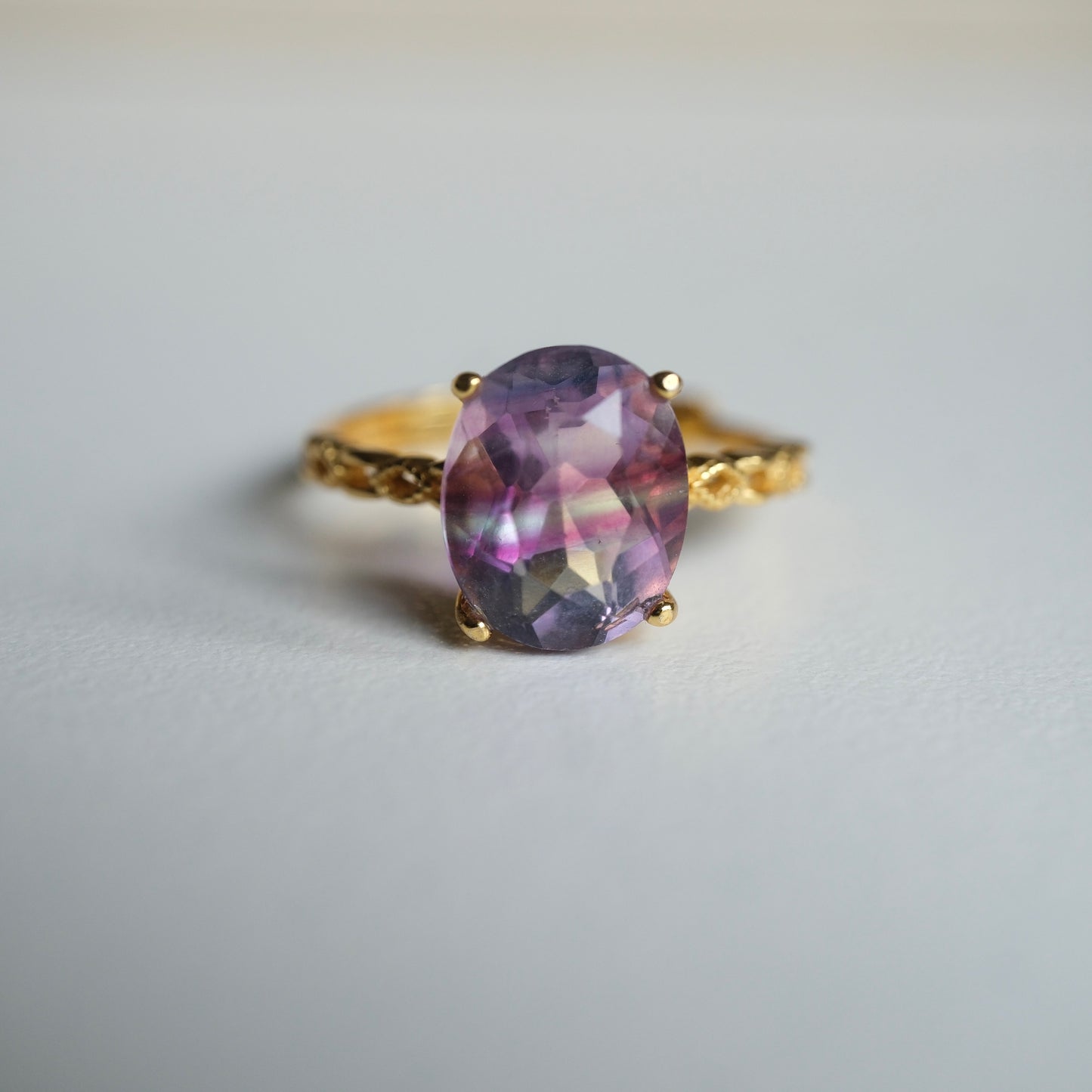 Fluorite S925 Adjustable Ring