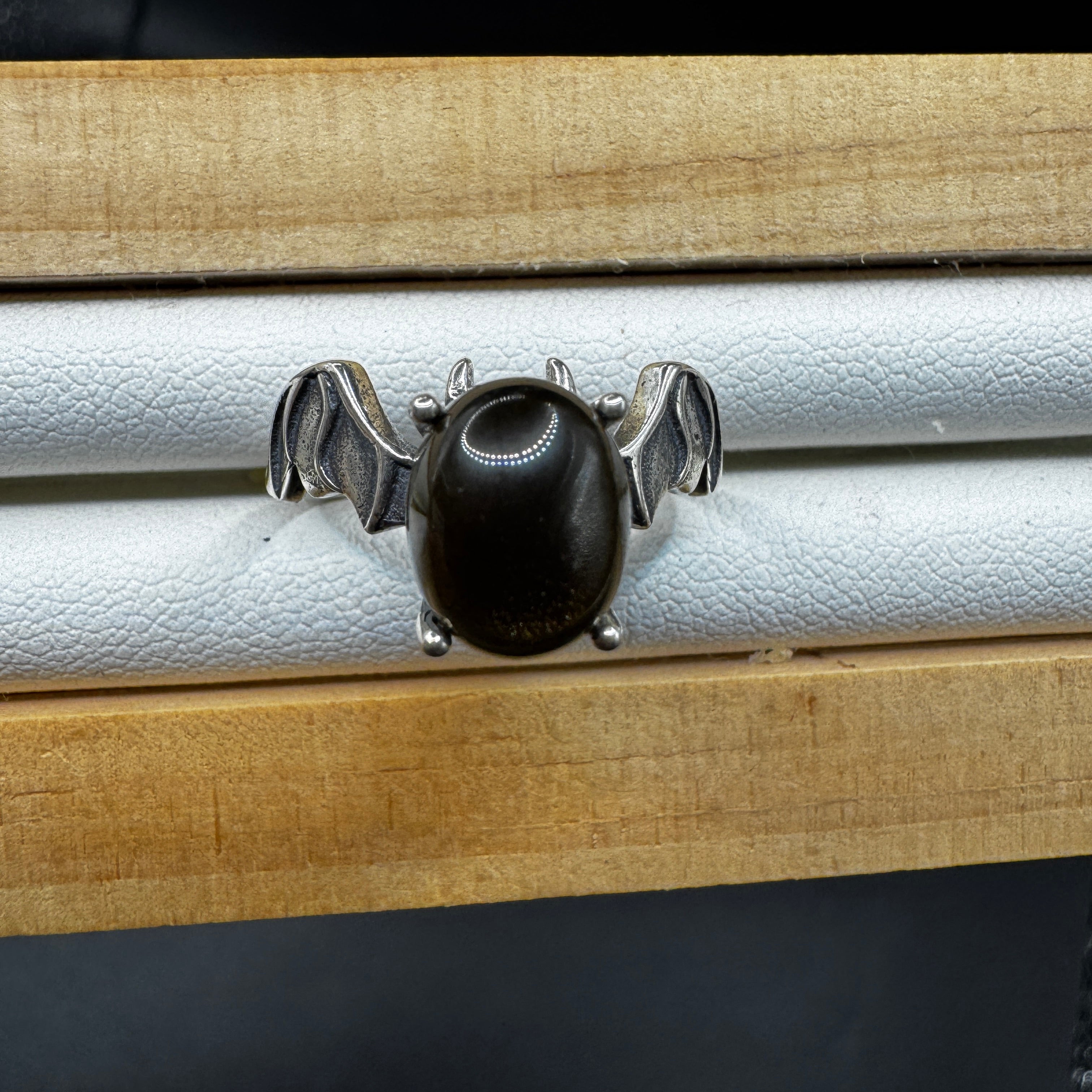Obsidian Bat S925 Halloween Ring