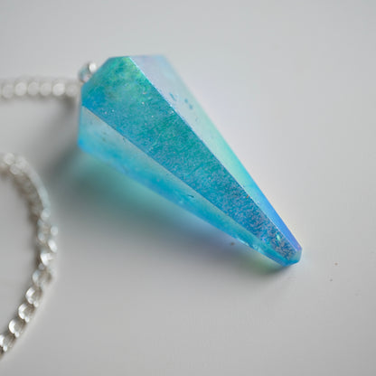 Blue Aura Quartz Pendulum