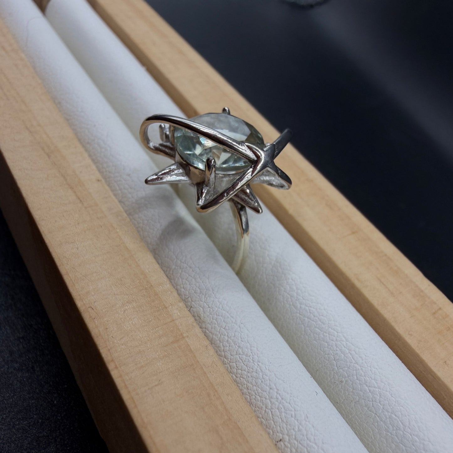 Green Quartz S925 Adjustable Ring