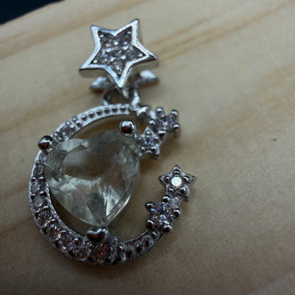 Libyan Desert Glass Moon and Star S925 Certified Necklace