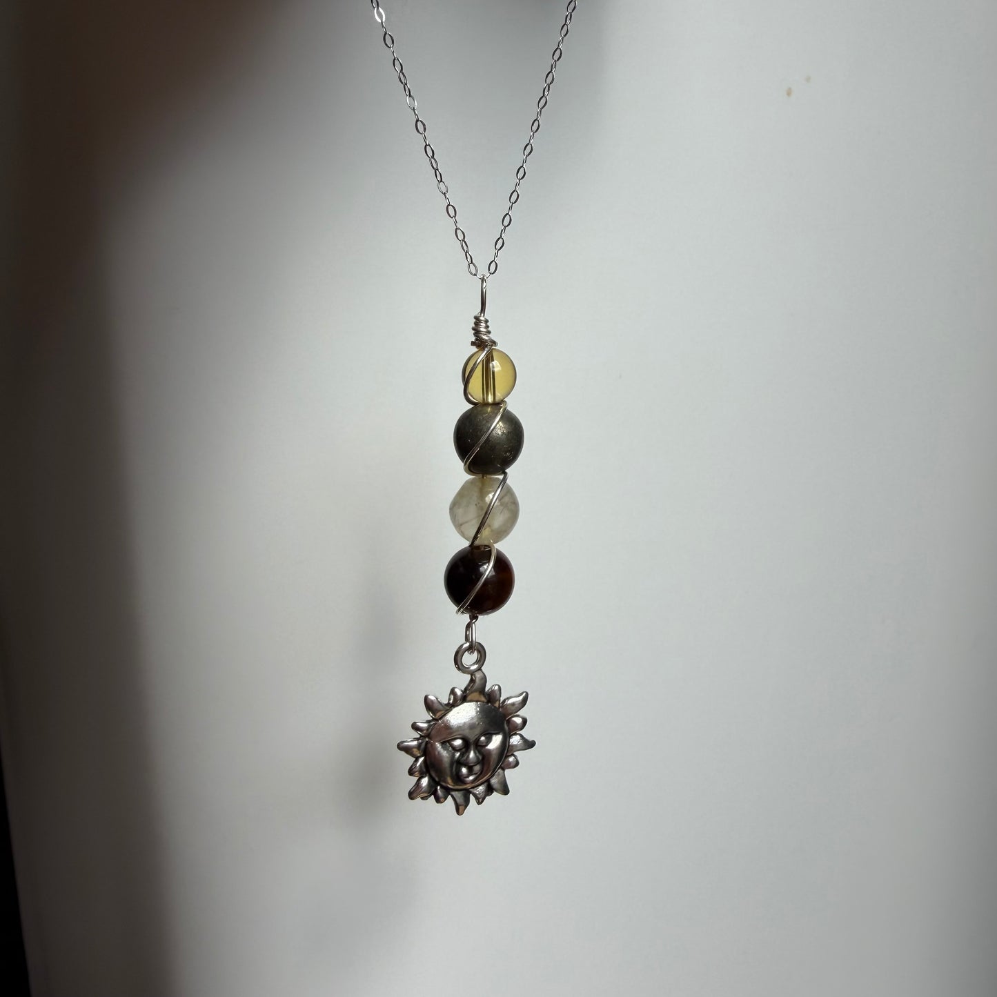 Radiant Joy Citrine Pyrite Labradorite and Black Tourmaline Handmade Necklace