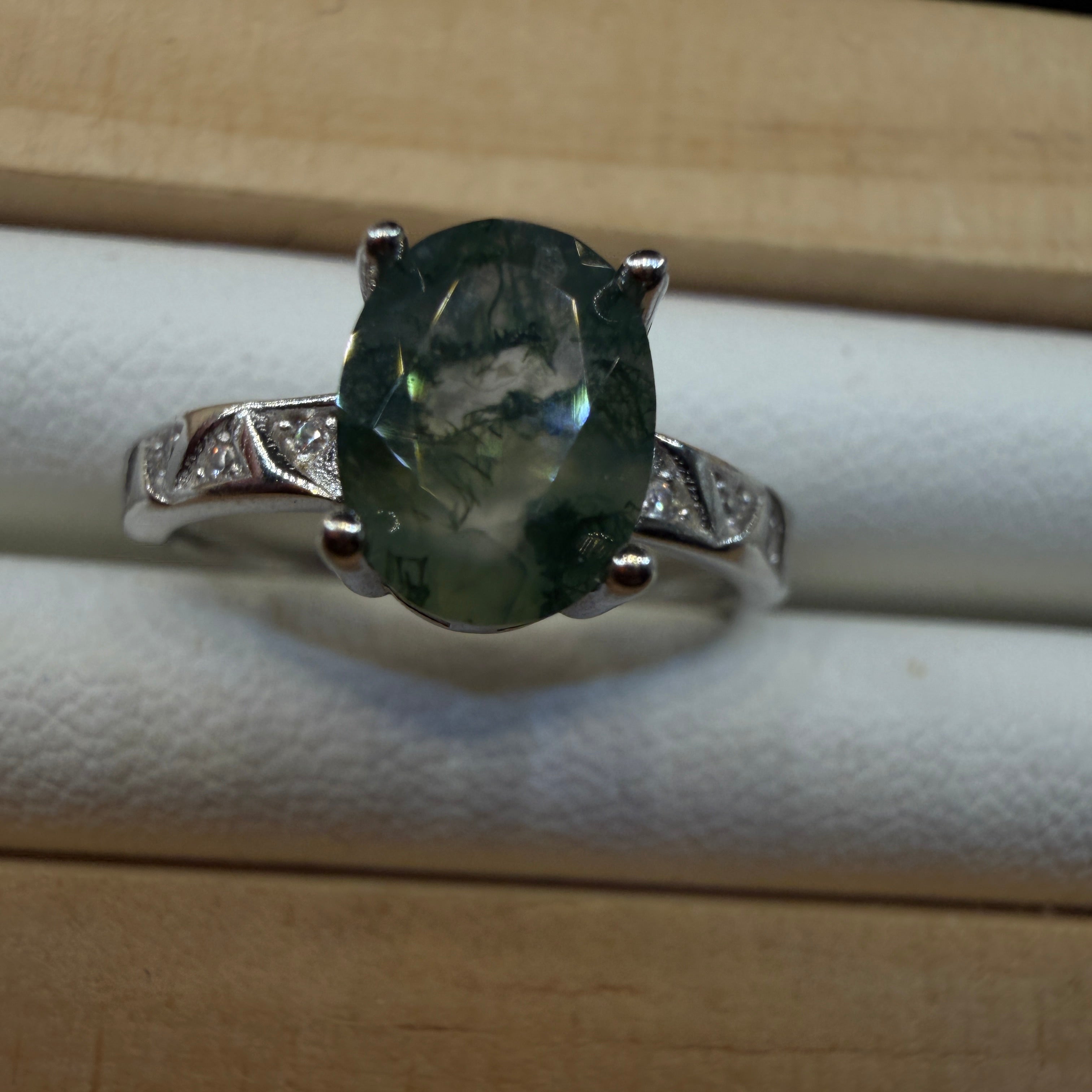 Moss Agate S925 Adjustable Ring