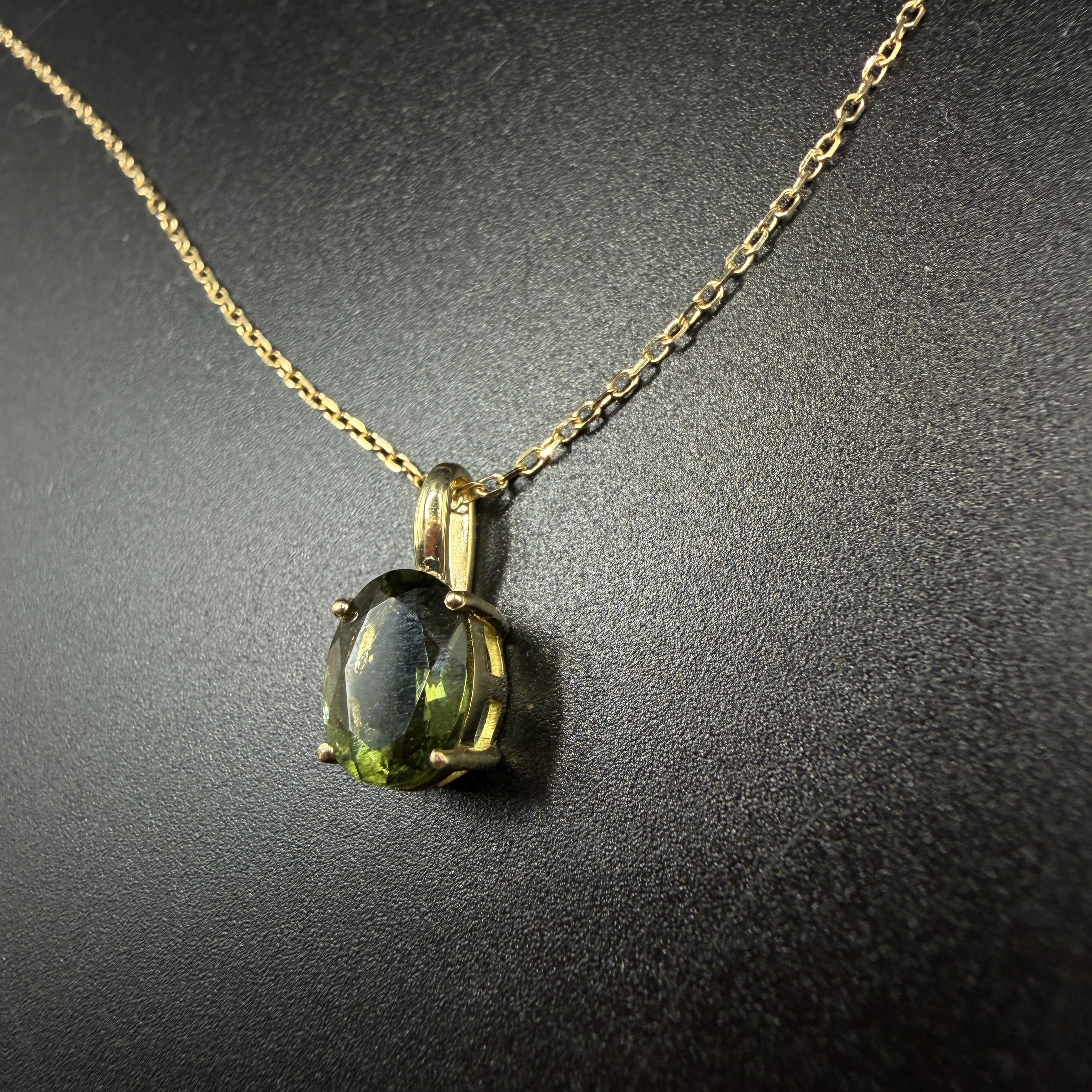 9ct Gold Moldavite Certified Necklace