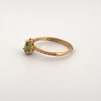 Peridot S925 Gold Adjustable Ring