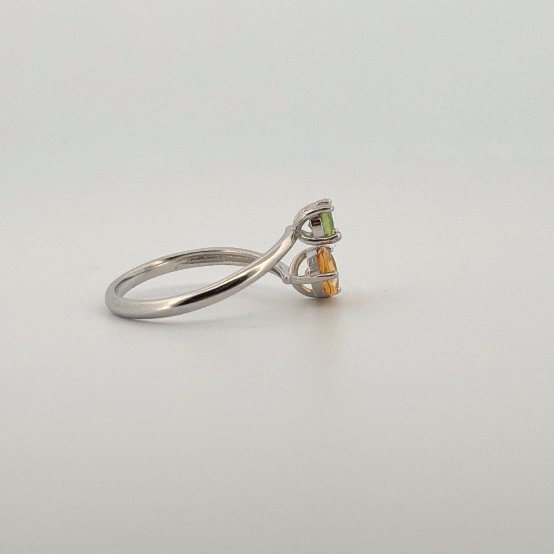 Peridot and Citrine Star S925 Certified Adjustable Ring