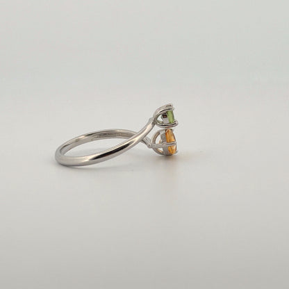 Peridot and Citrine Star S925 Certified Adjustable Ring