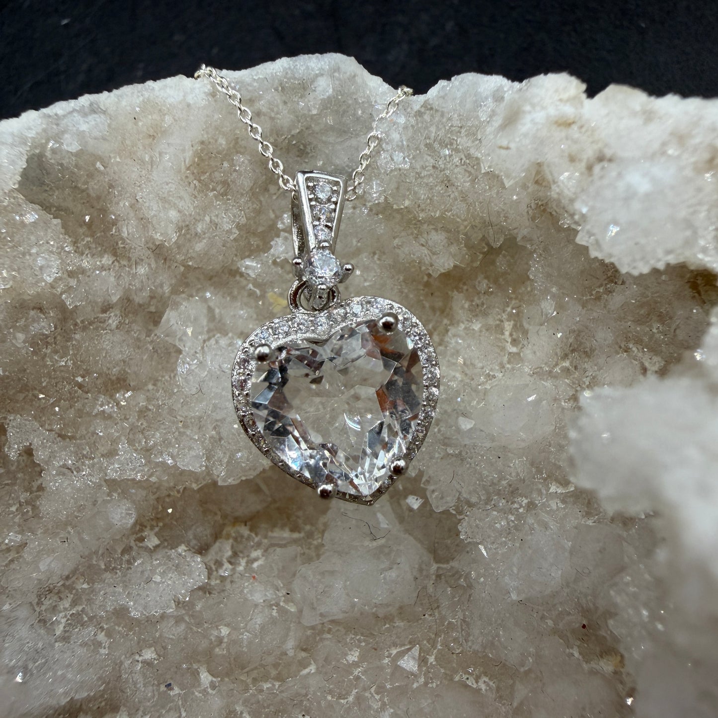 Clear Quartz Heart S925 Necklace