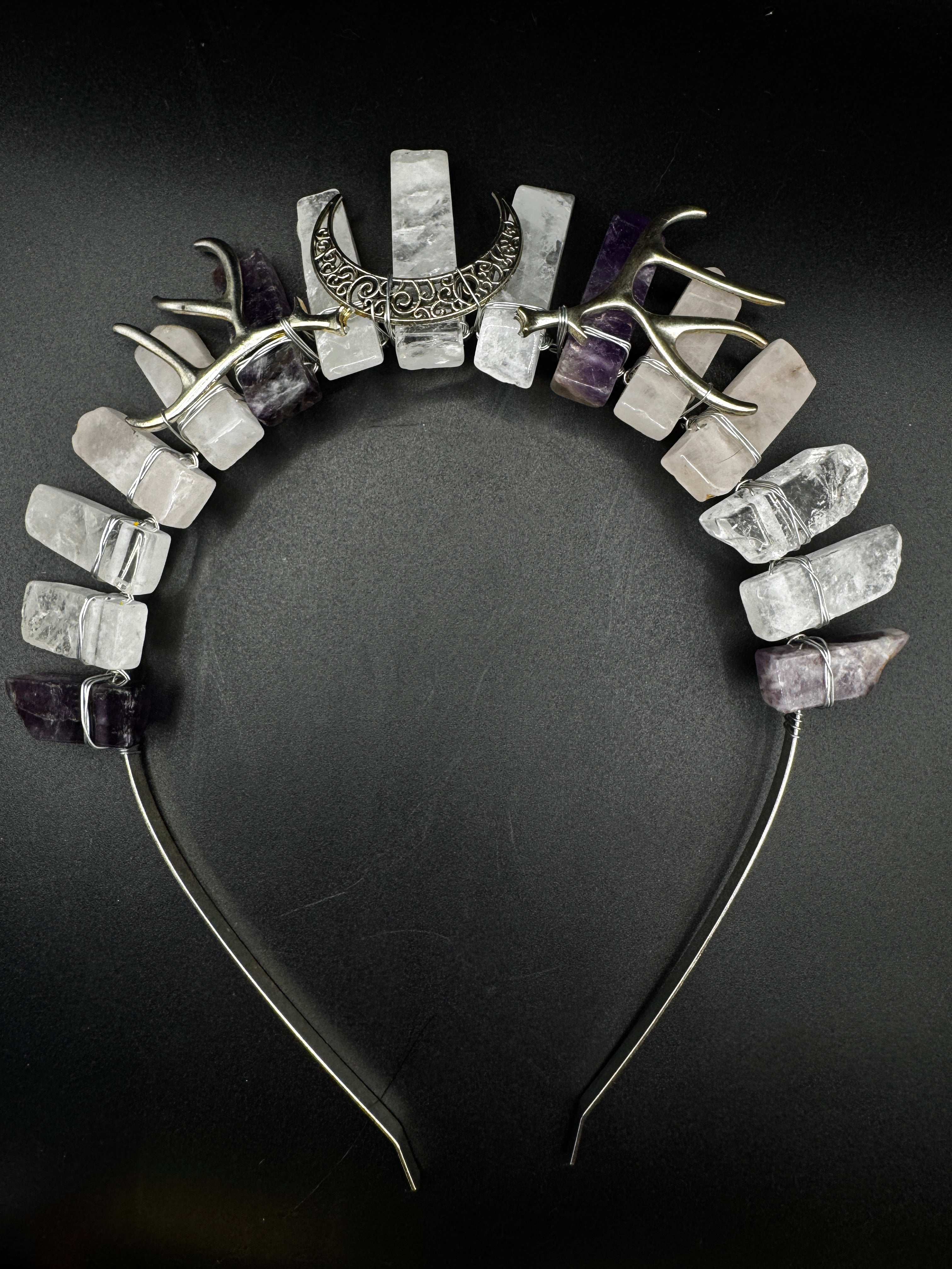 Amethyst and Rose Quartz Crystal Crown