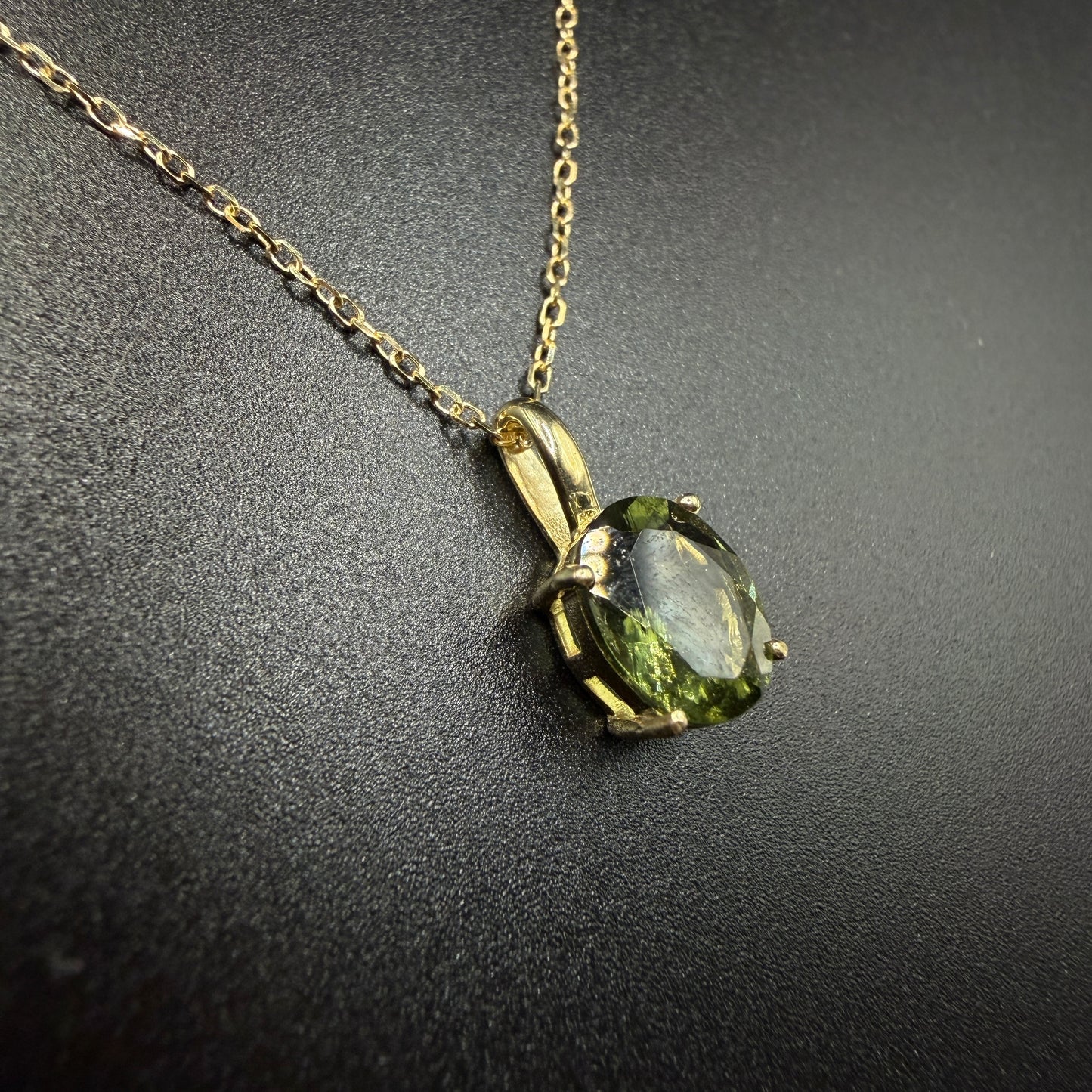 9ct Gold Moldavite Certified Necklace