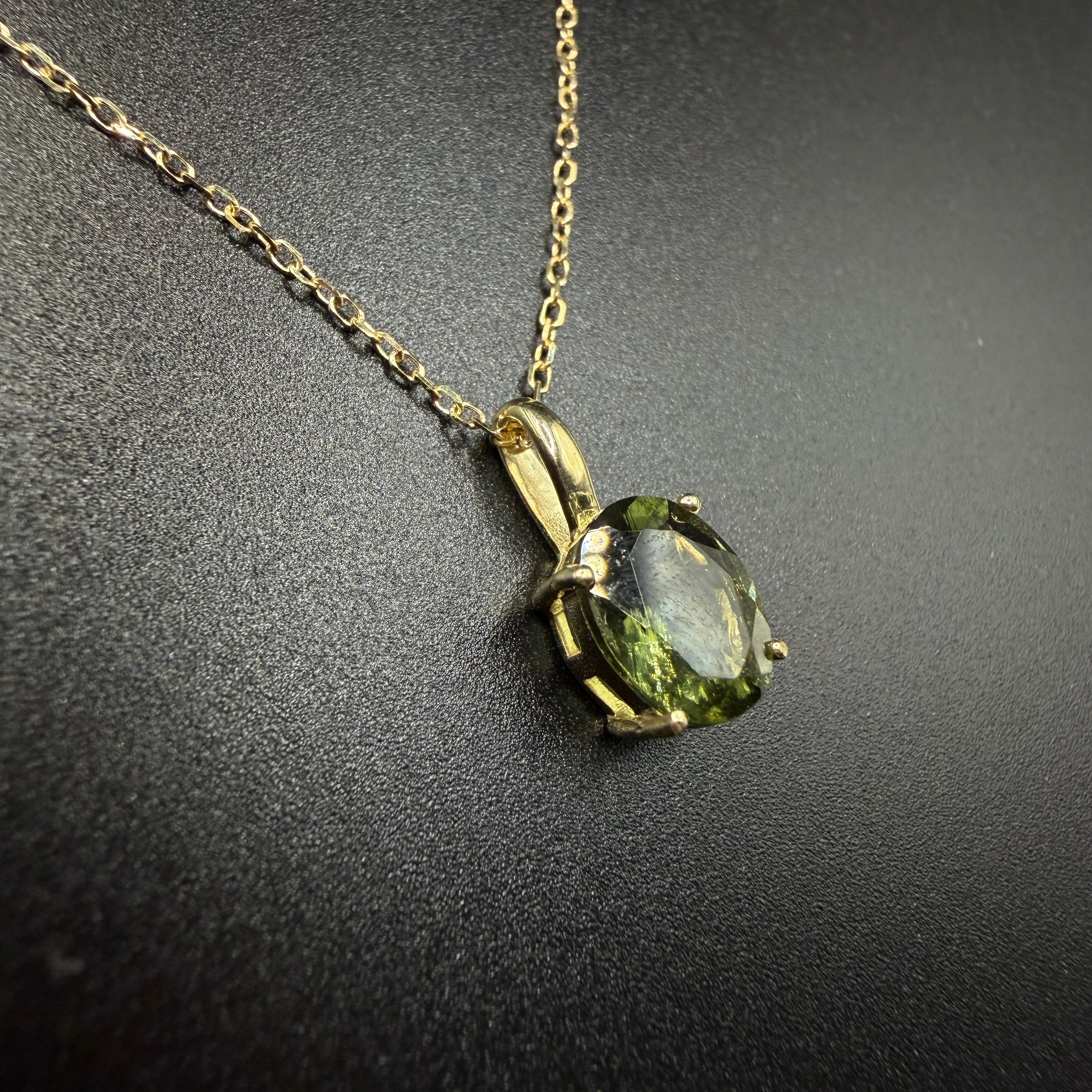 9ct Gold Moldavite Certified Necklace