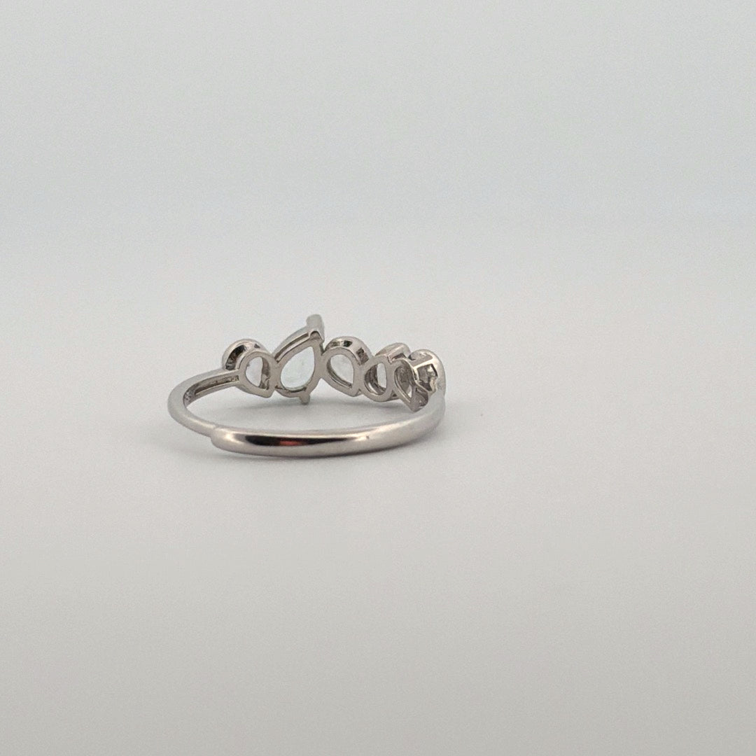 Clear Quartz and Aquamarine S925 Adjustable Ring