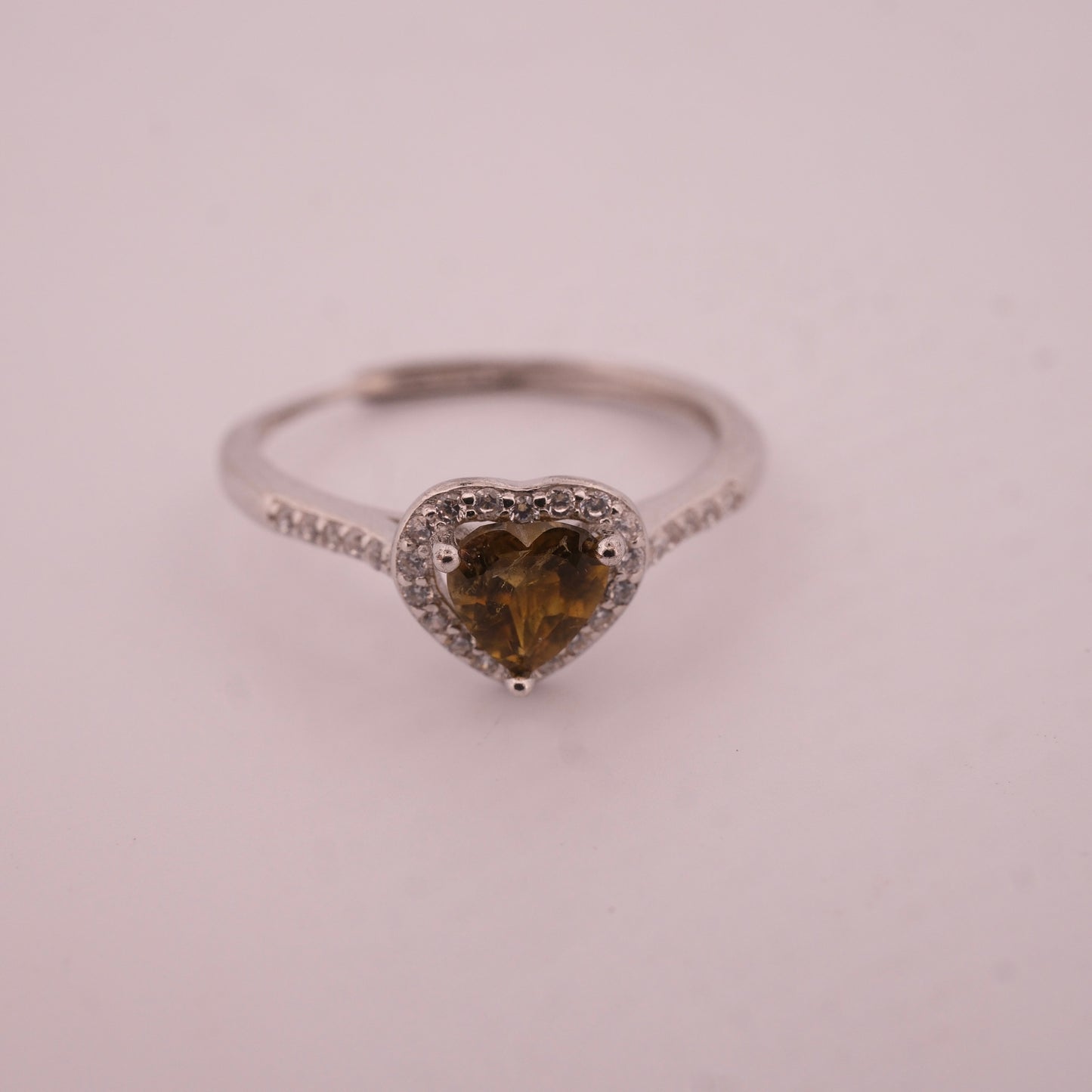 Tourmaline Heart S925 Adjustable Ring