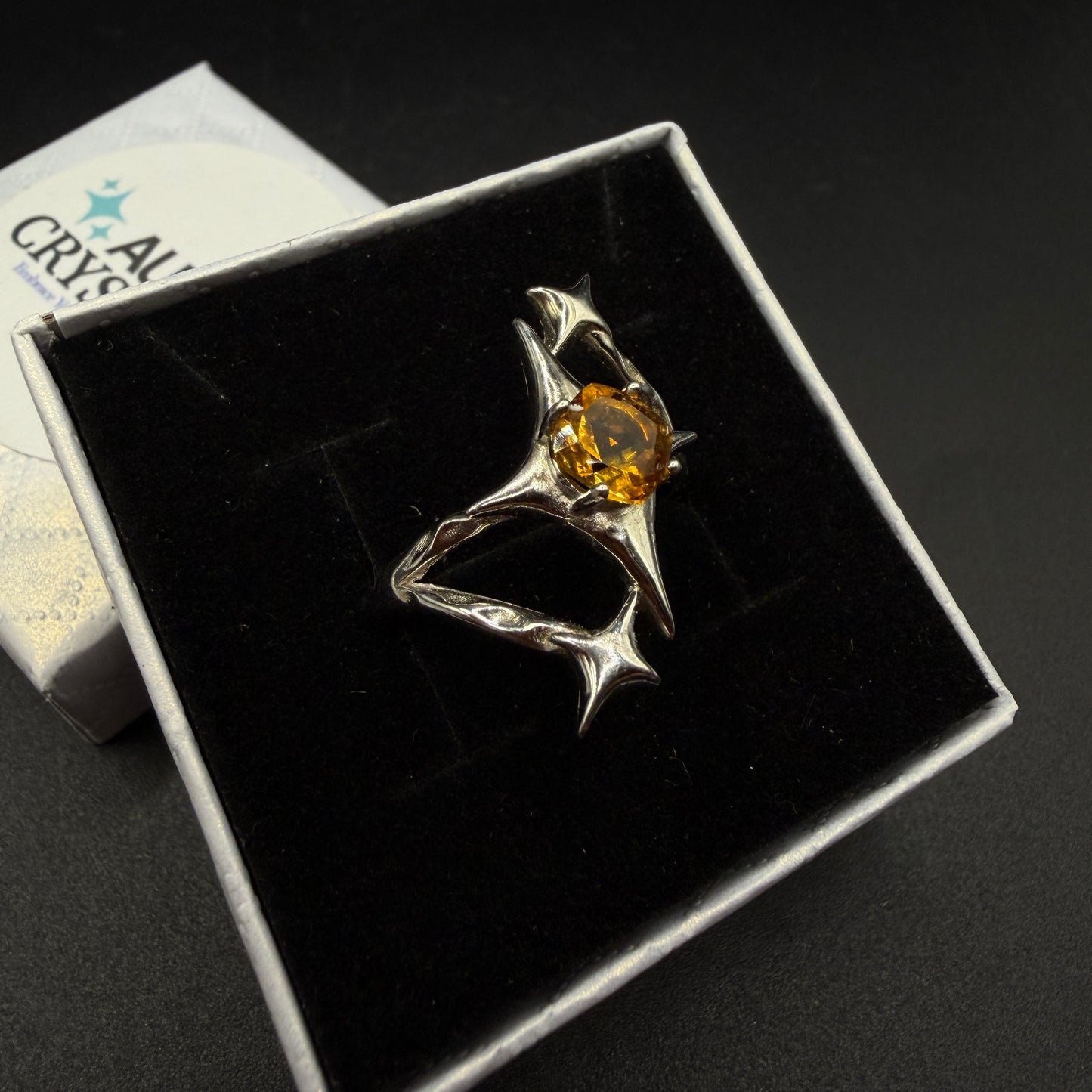 Citrine Star S925 Certified Adjustable Ring