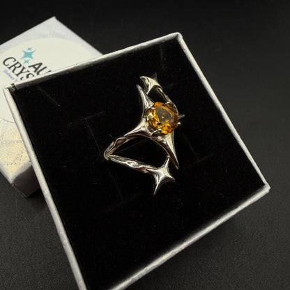 Citrine Star S925 Certified Adjustable Ring