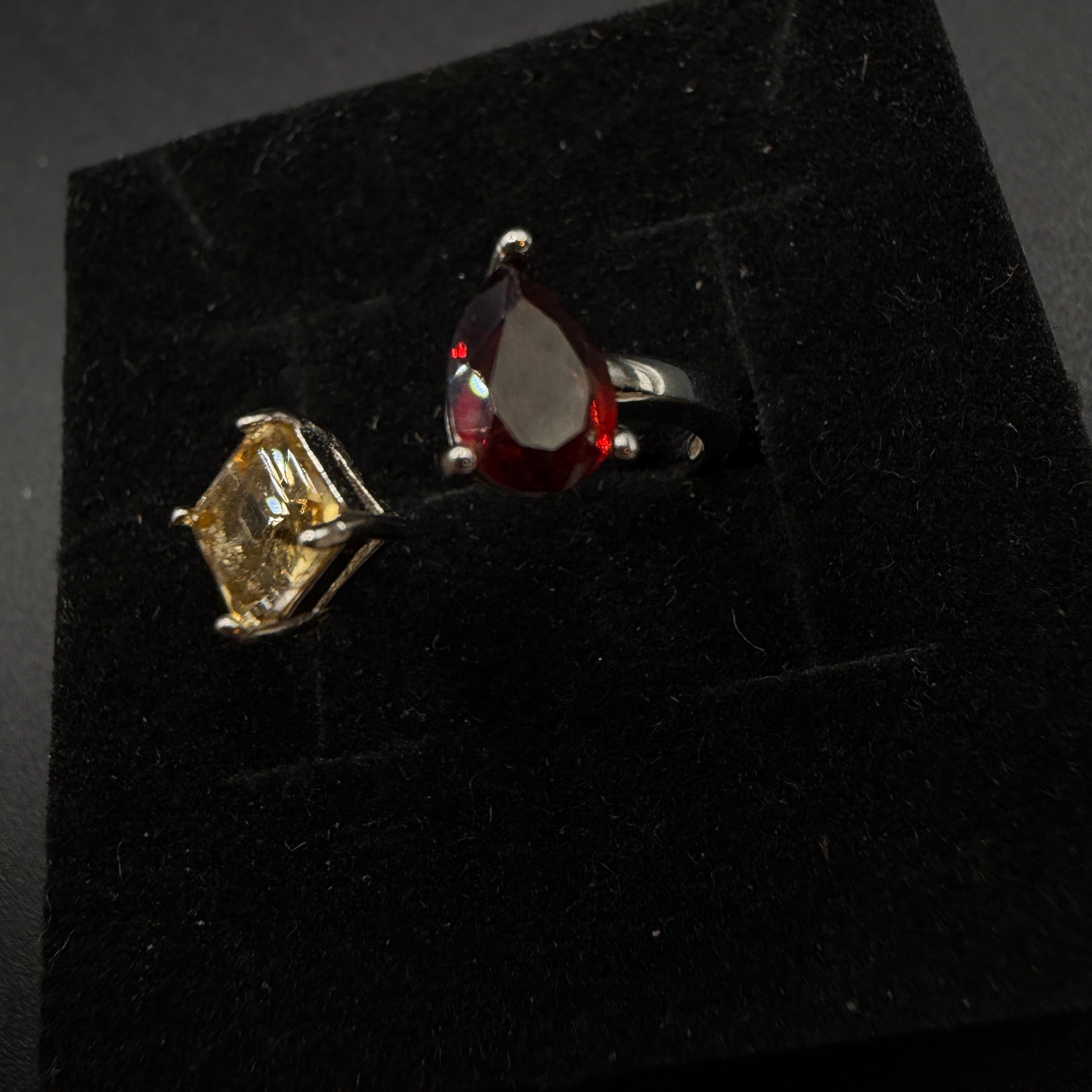 Citrine and Garnet S925 Adjustable Ring