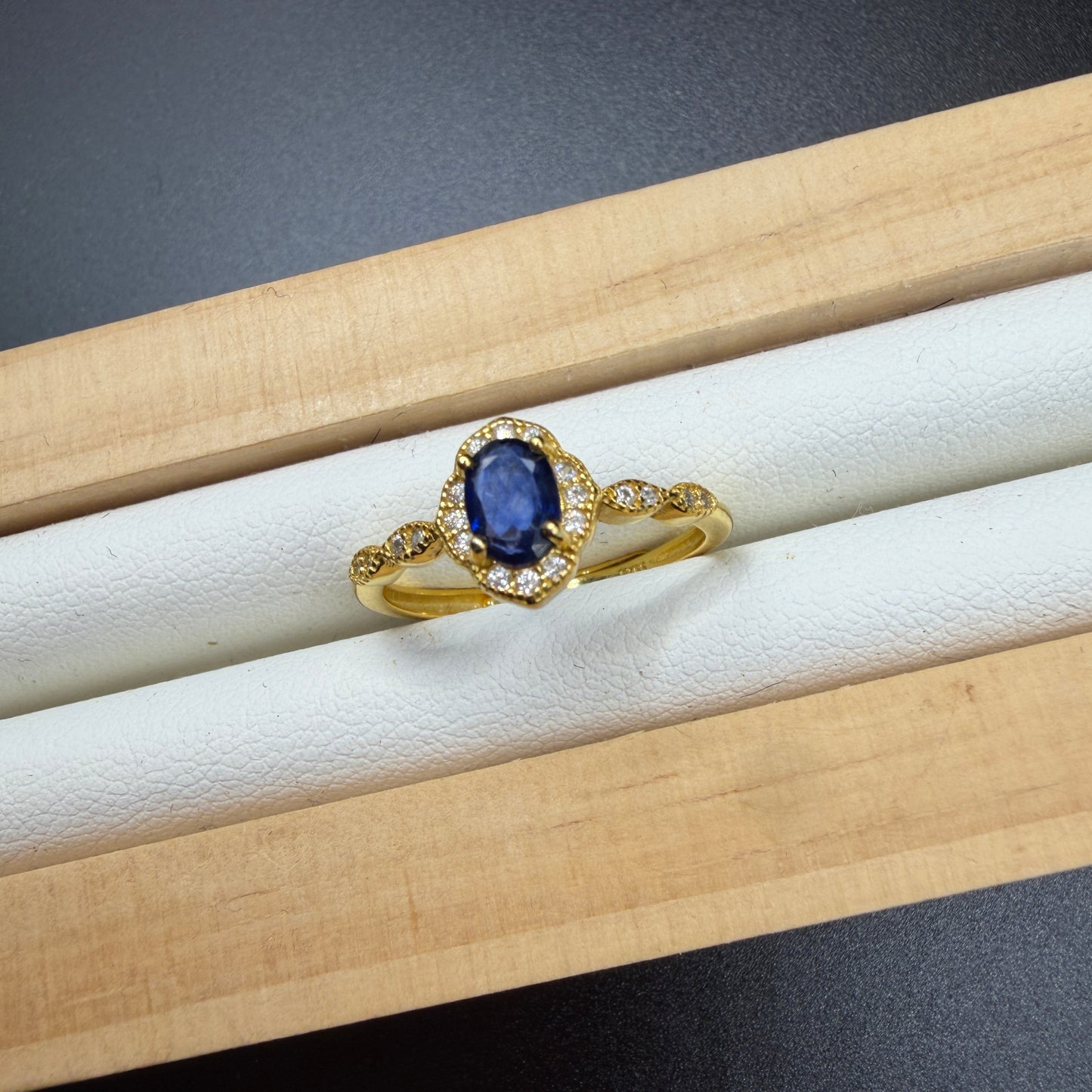 Sapphire Gold S925 Certified Adjustable Ring