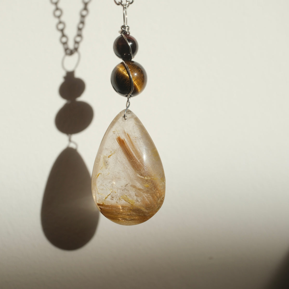 Handmade Golden Rutile Tigers Eye and Garnet Necklace