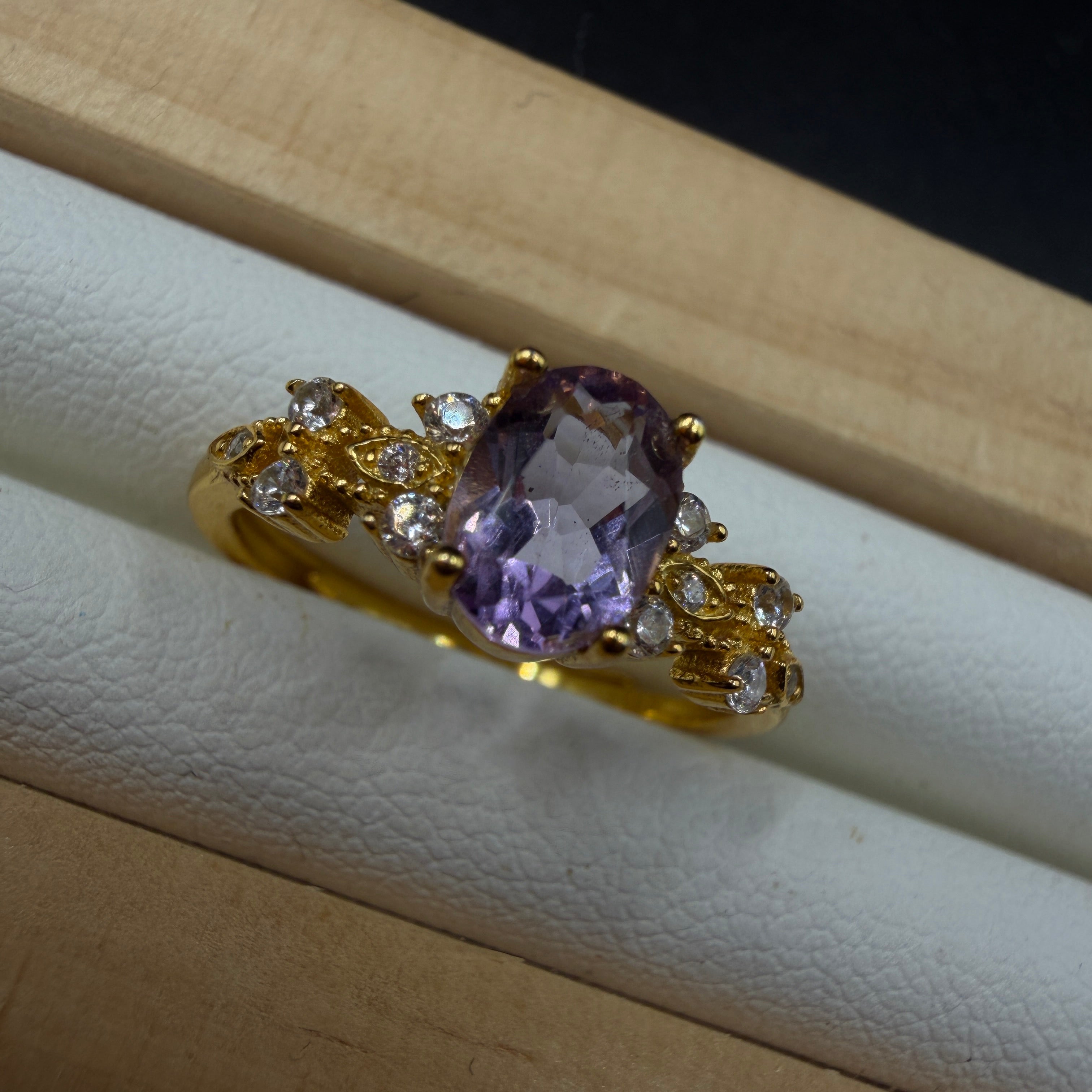 Amethyst Star S925 Adjustable Ring