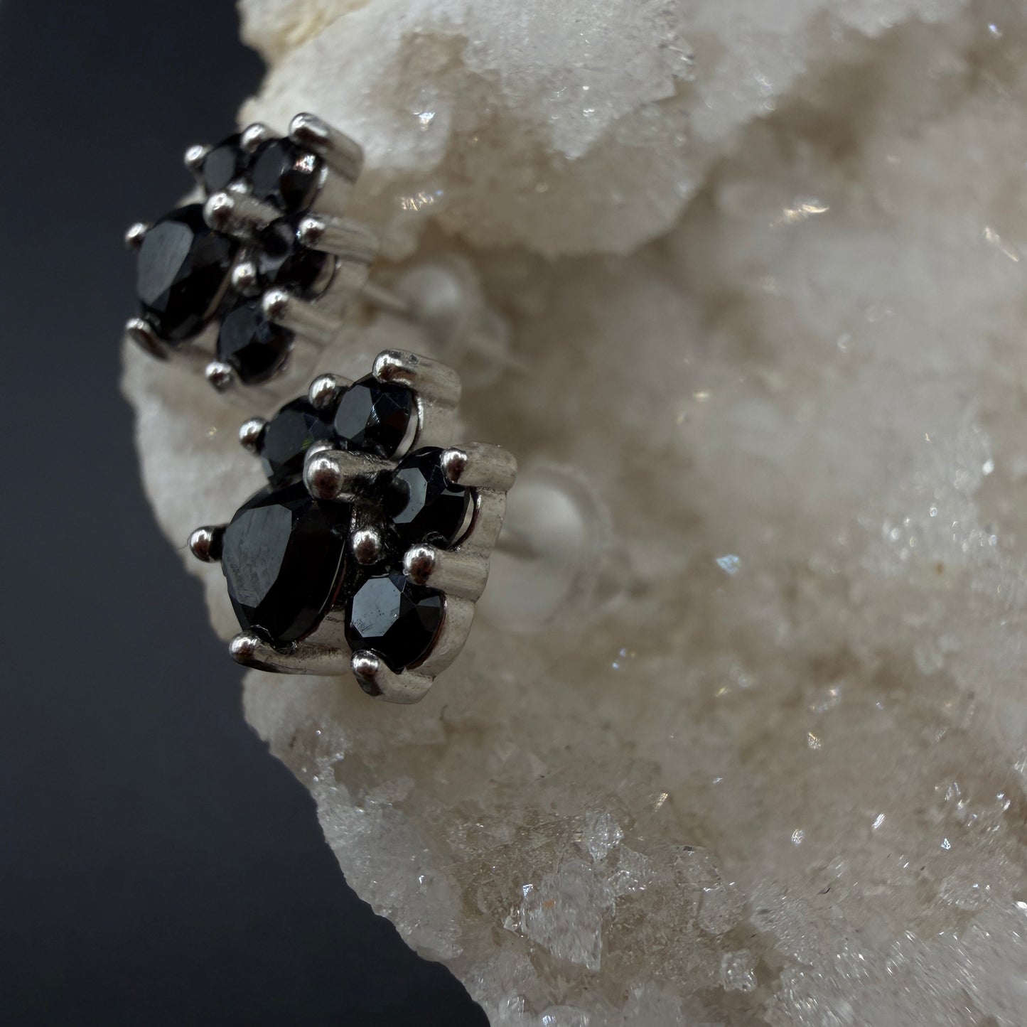 Black Spinel Paw S925 Earrings