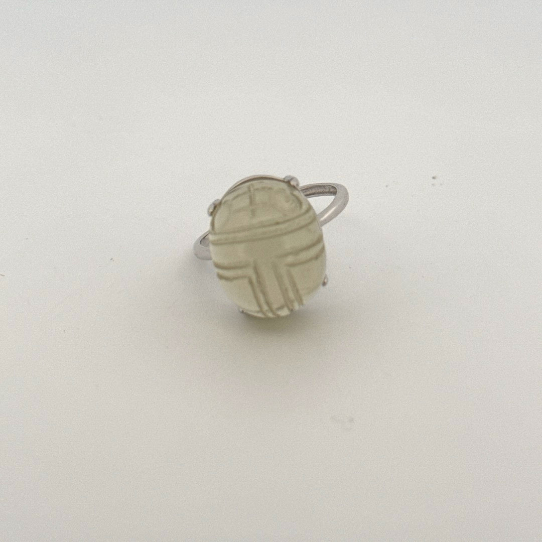 Large Libyan Desert Glass S925 Certified Adjustable Ring