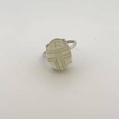 Large Libyan Desert Glass S925 Certified Adjustable Ring