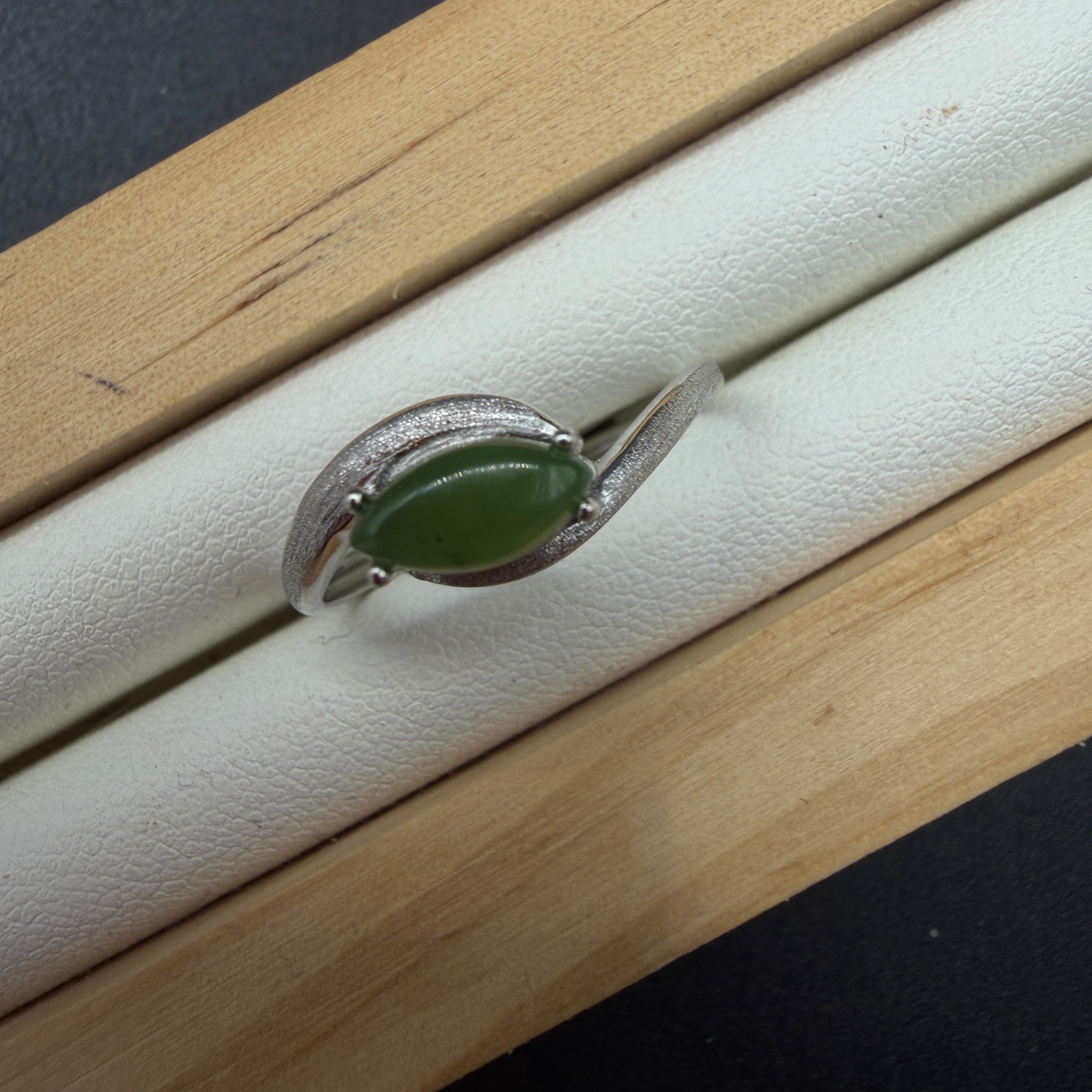 Green Jade S925 Adjustable Ring
