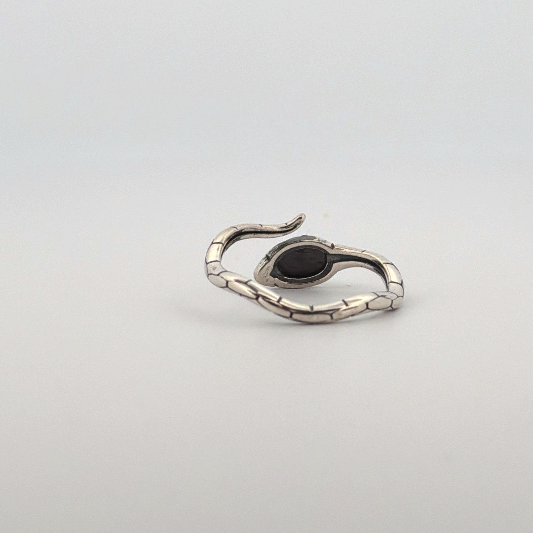 Silver Sheen Obsidian Snake S925 Adjustable Ring
